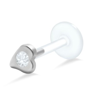 Heart Shaped Stone Set Labret Silver LA-60-1